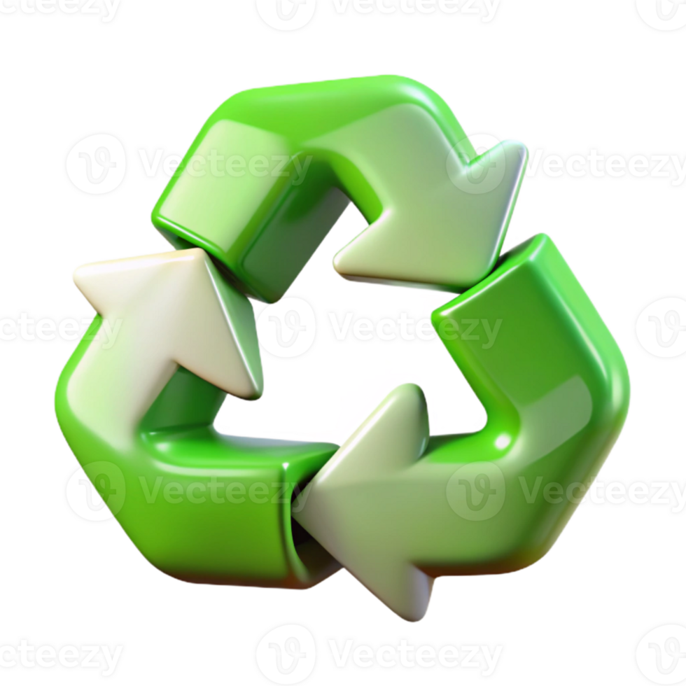 elegant abstract Recycling Symbol Green and White Colors Transparent Background original png