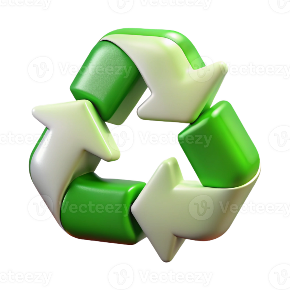 impressive artistic Recycling Symbol Green and White Colors Transparent Background premium png