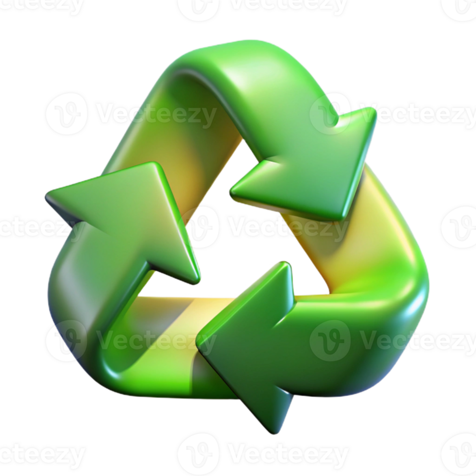 impressive artistic Recycling Symbol Green Gradient Transparent Background professional png