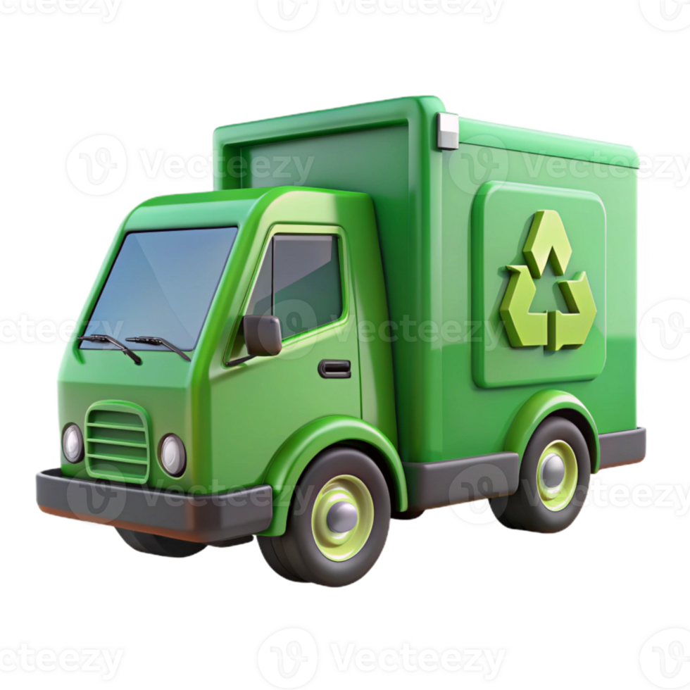 beautiful creative Recycling Truck Side View Green Isolated original png