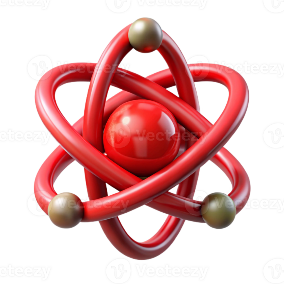 magnificent artistic Red Atom Model Front View Isolated Cutout authentic png