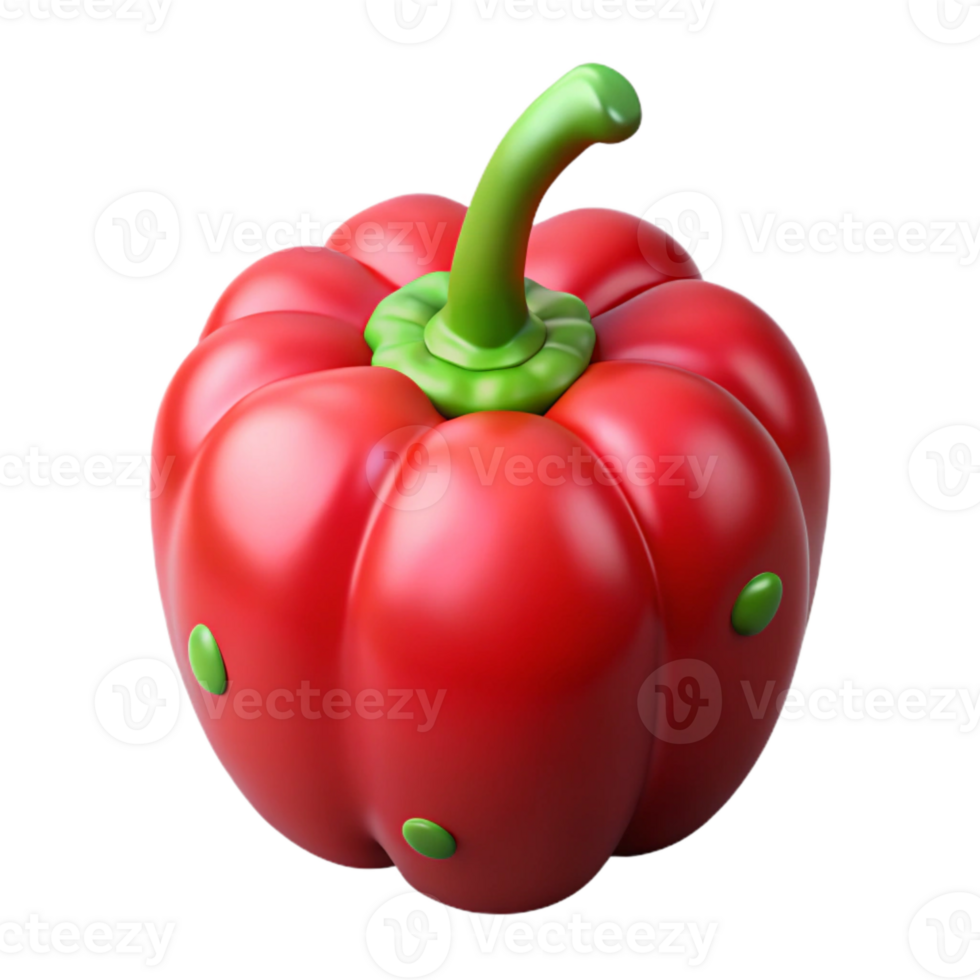 dramatic minimalist Red Bell Pepper with Green Stem Cutout authentic png