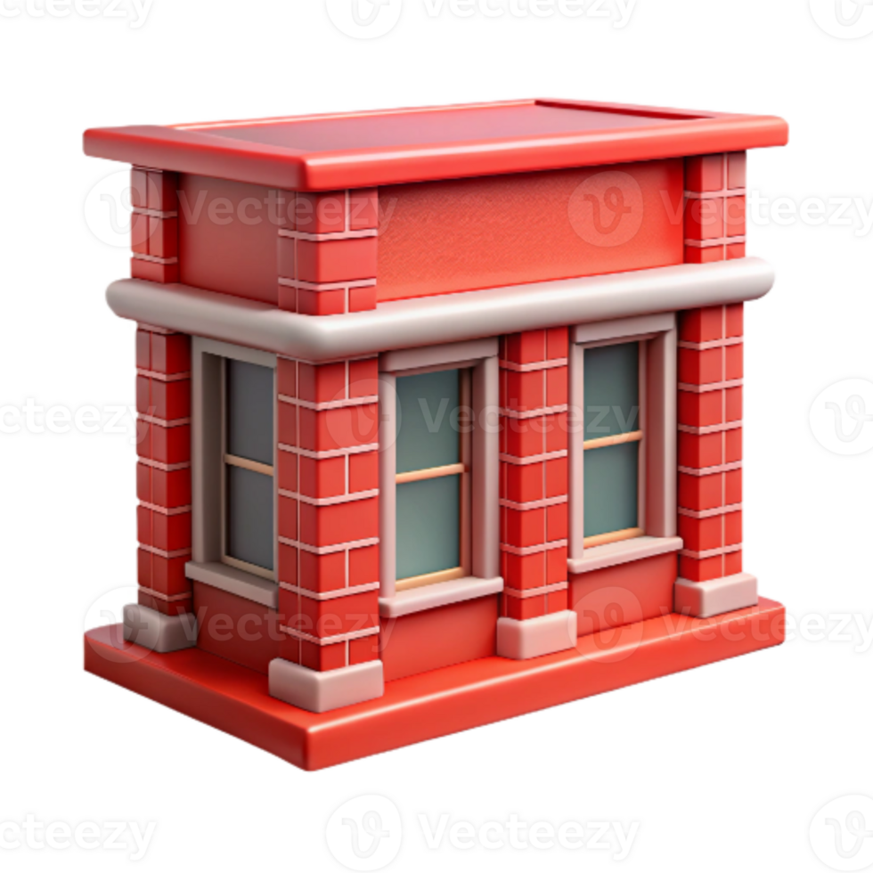 elegant abstract Red Brick Building Facade Isolated Cutout high quality png