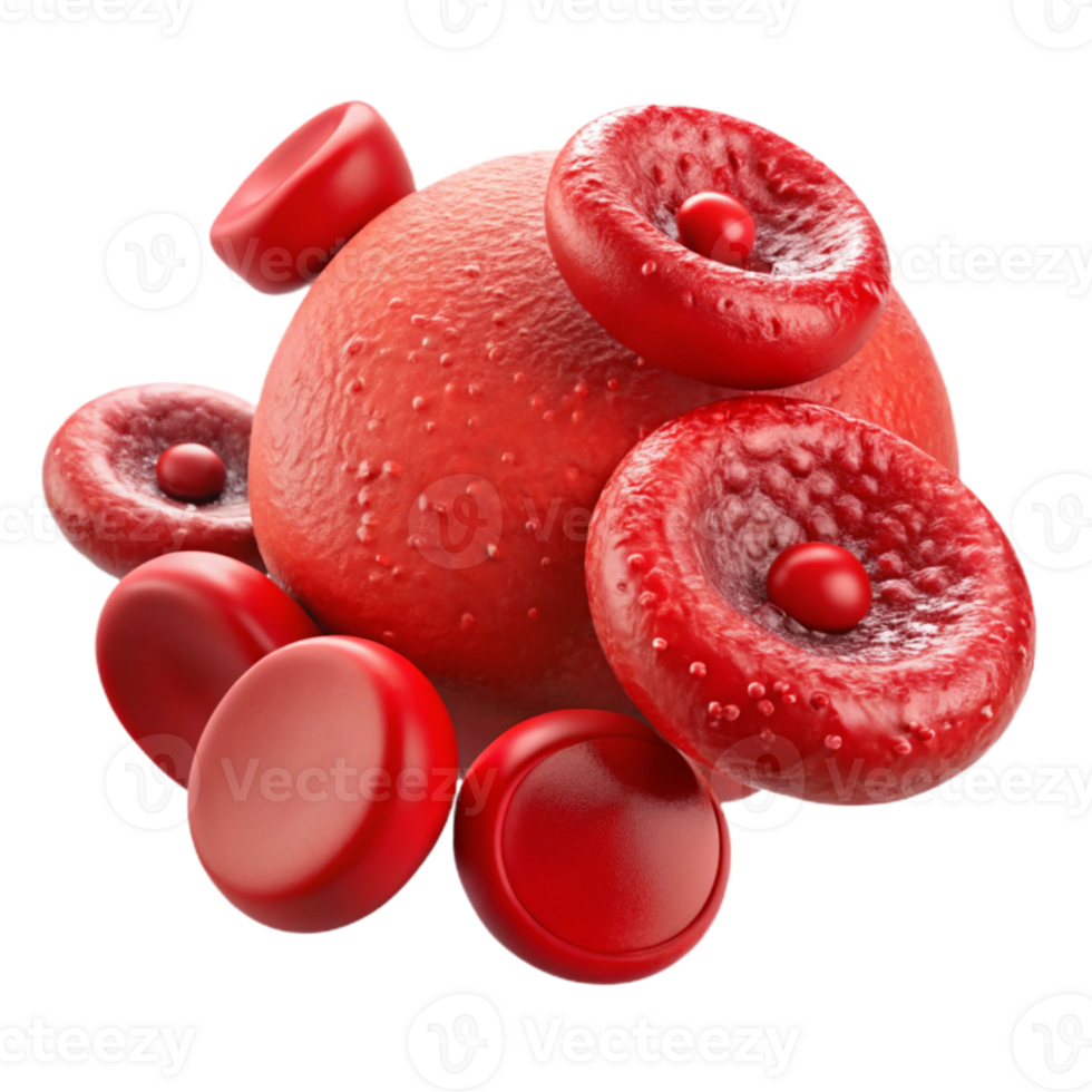dramatic minimalist Red Blood Cells Microscopic View Transparent Background authentic png