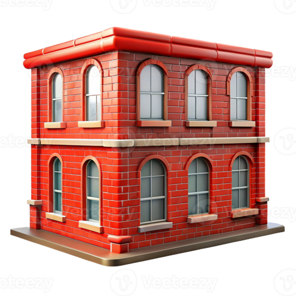 dramatic traditional Red Brick Building Facade Isolated Cutout original png