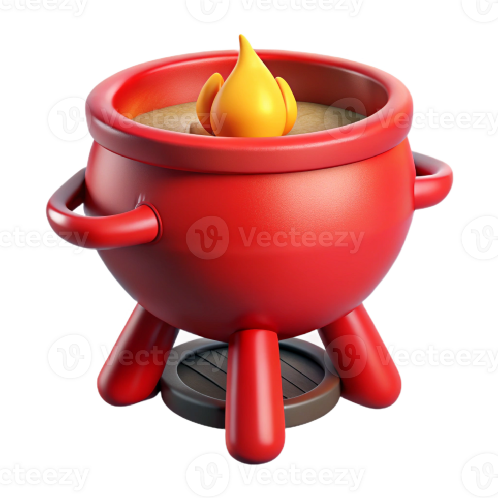 elegant creative Red Campfire Cooking Pot Side View with Transparent Background authentic png