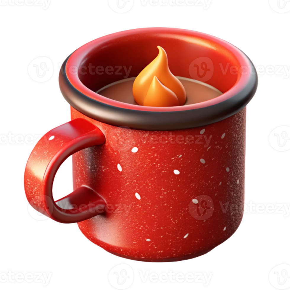beautiful creative Red Campfire Mug Enamel Side View Cutout genuine png