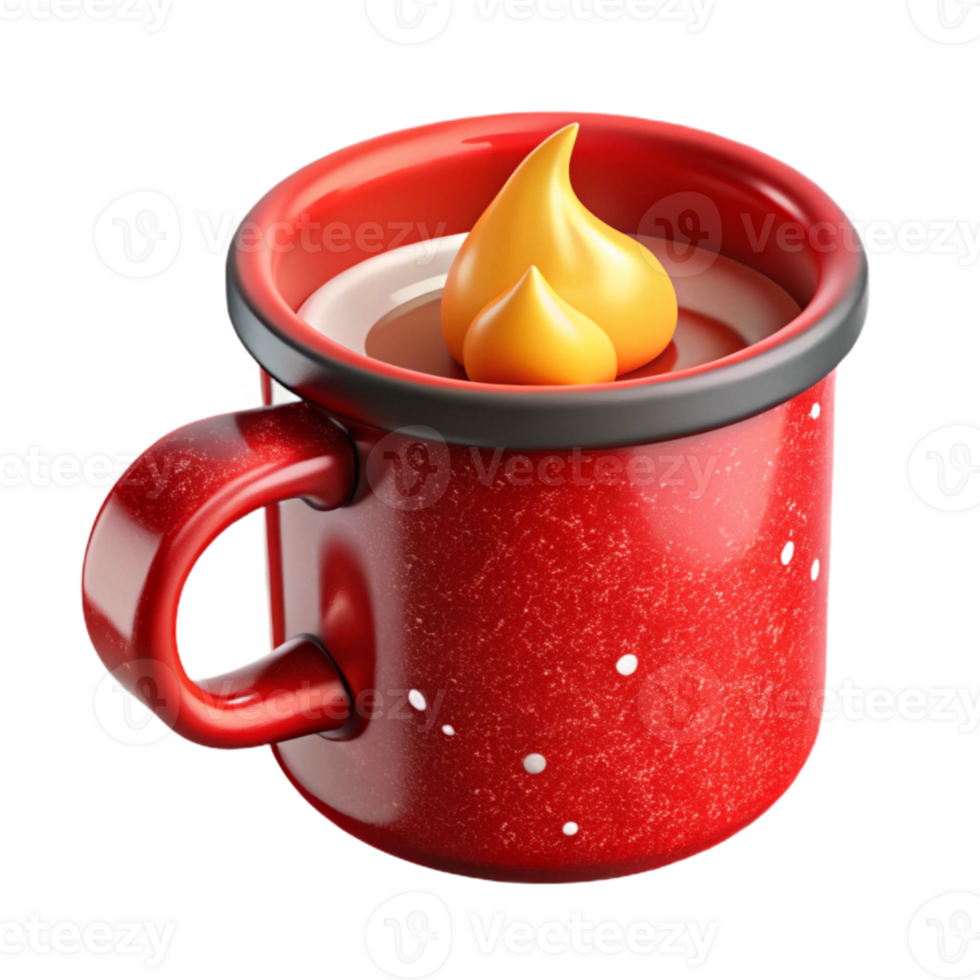 vibrant classic Red Campfire Mug Enamel Side View Cutout png
