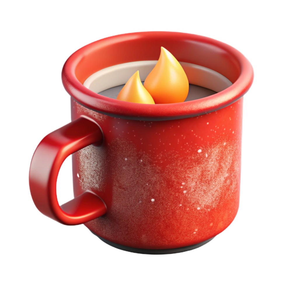 beautiful artistic Red Campfire Mug Enamel Side View Cutout genuine png