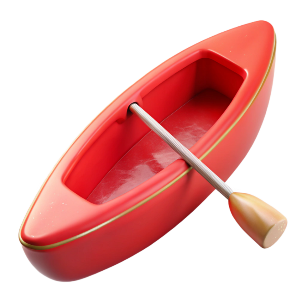 sereno clássico vermelho canoa derrubado Visão com transparente fundo Alto qualidade png