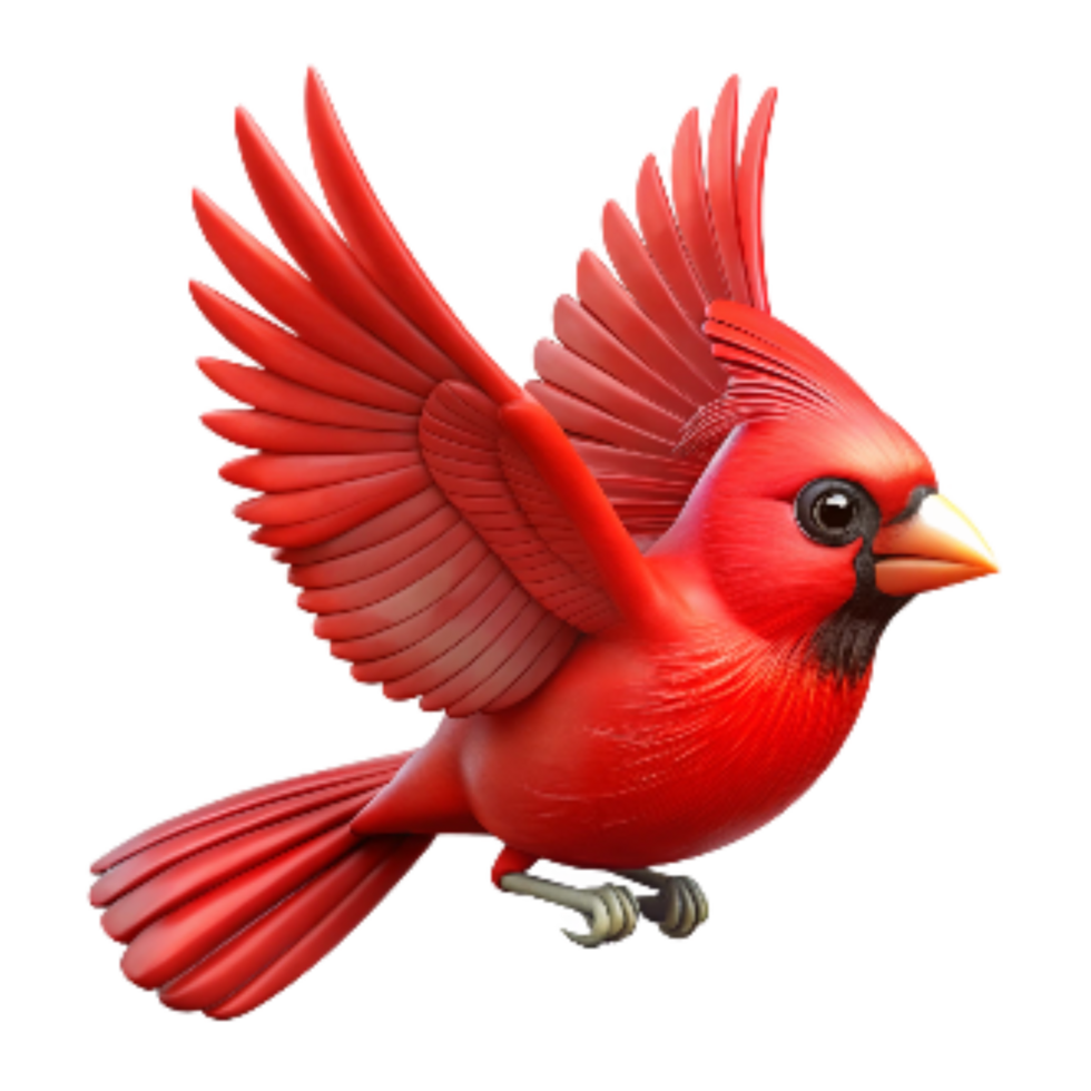 wonderful artistic Red Cardinal Bird in Flight Cutout Isolated detailed png