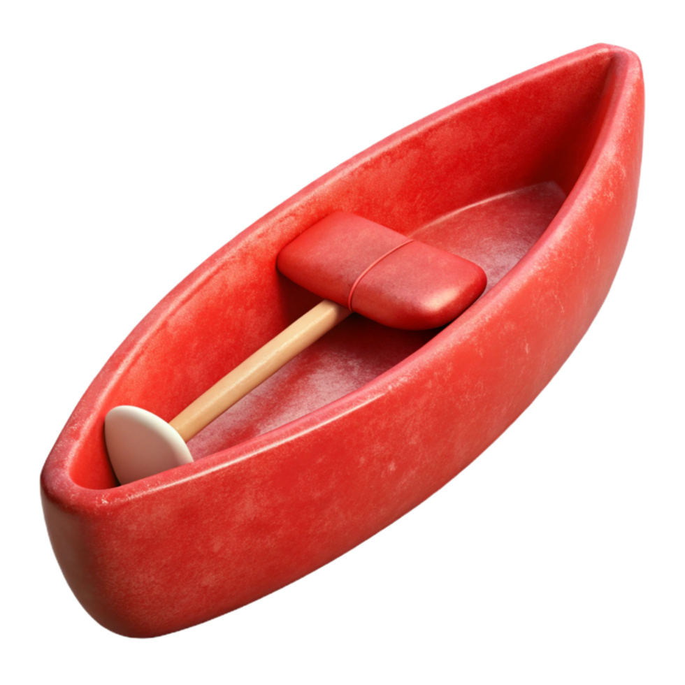 beautiful contemporary Red Canoe Side View Isolated Element png