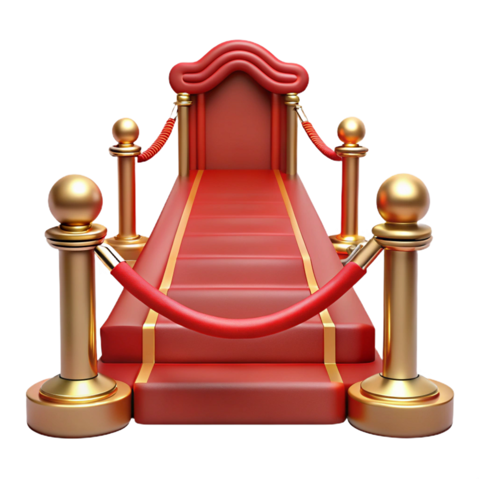 stunning modern Red Carpet Entrance with Velvet Ropes Isolated genuine png