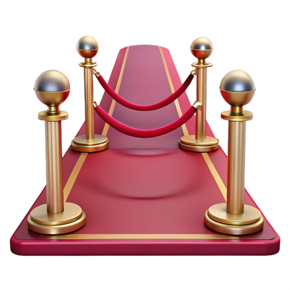 elegant rustic Red Carpet Entrance with Velvet Ropes Isolated exclusive png