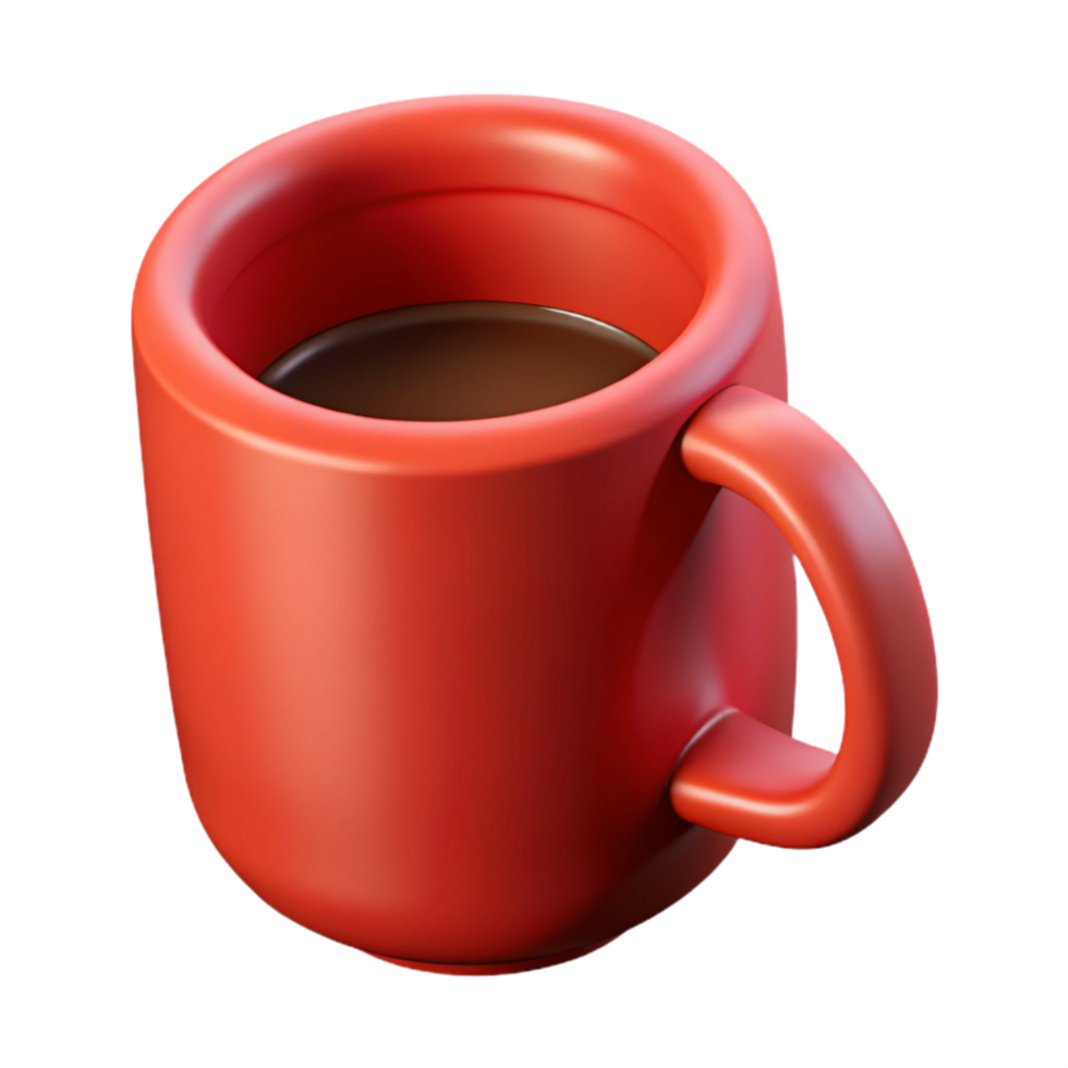 wonderful classic Red Coffee Mug with Handle Facing Right Isolated original png