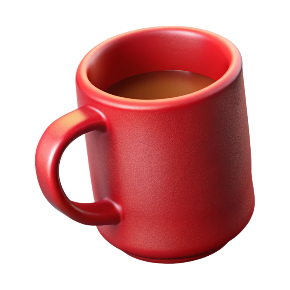 vibrant creative Red Coffee Mug with Handle Facing Right Isolated premium png