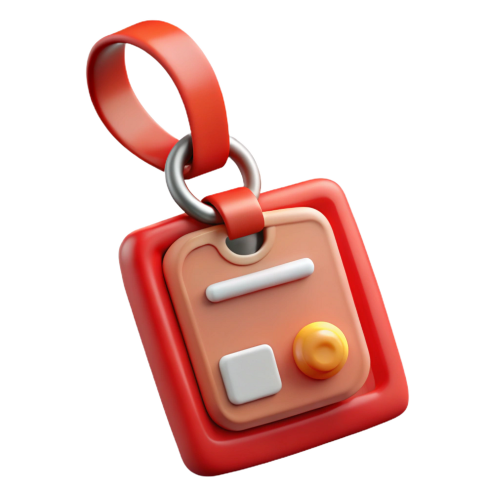 dramatic artistic Red Conference Badge with Lanyard Isolated on Transparent Background genuine png