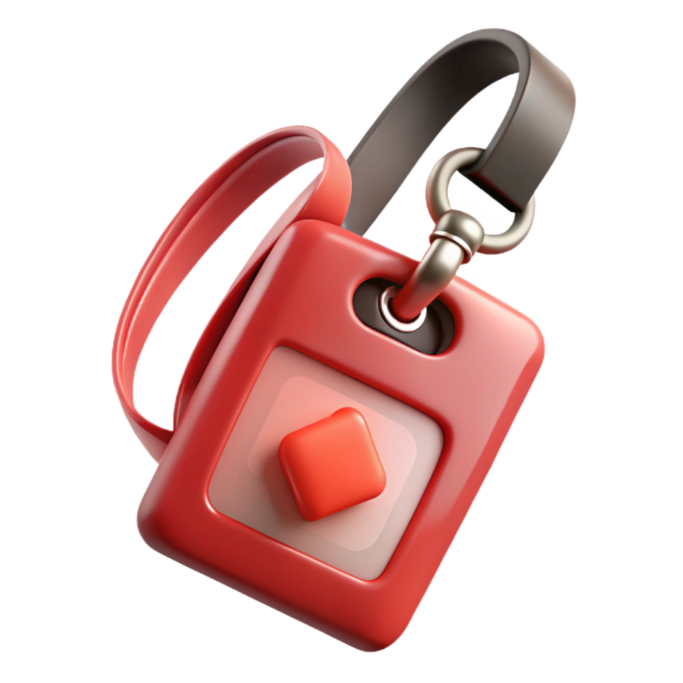 stunning vintage Red Conference Badge with Lanyard Isolated on Transparent Background authentic png