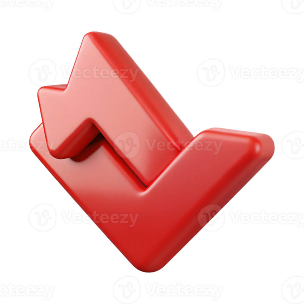 vibrant modern Red Downward Arrow Icon with Negative Trend Transparent high resolution png