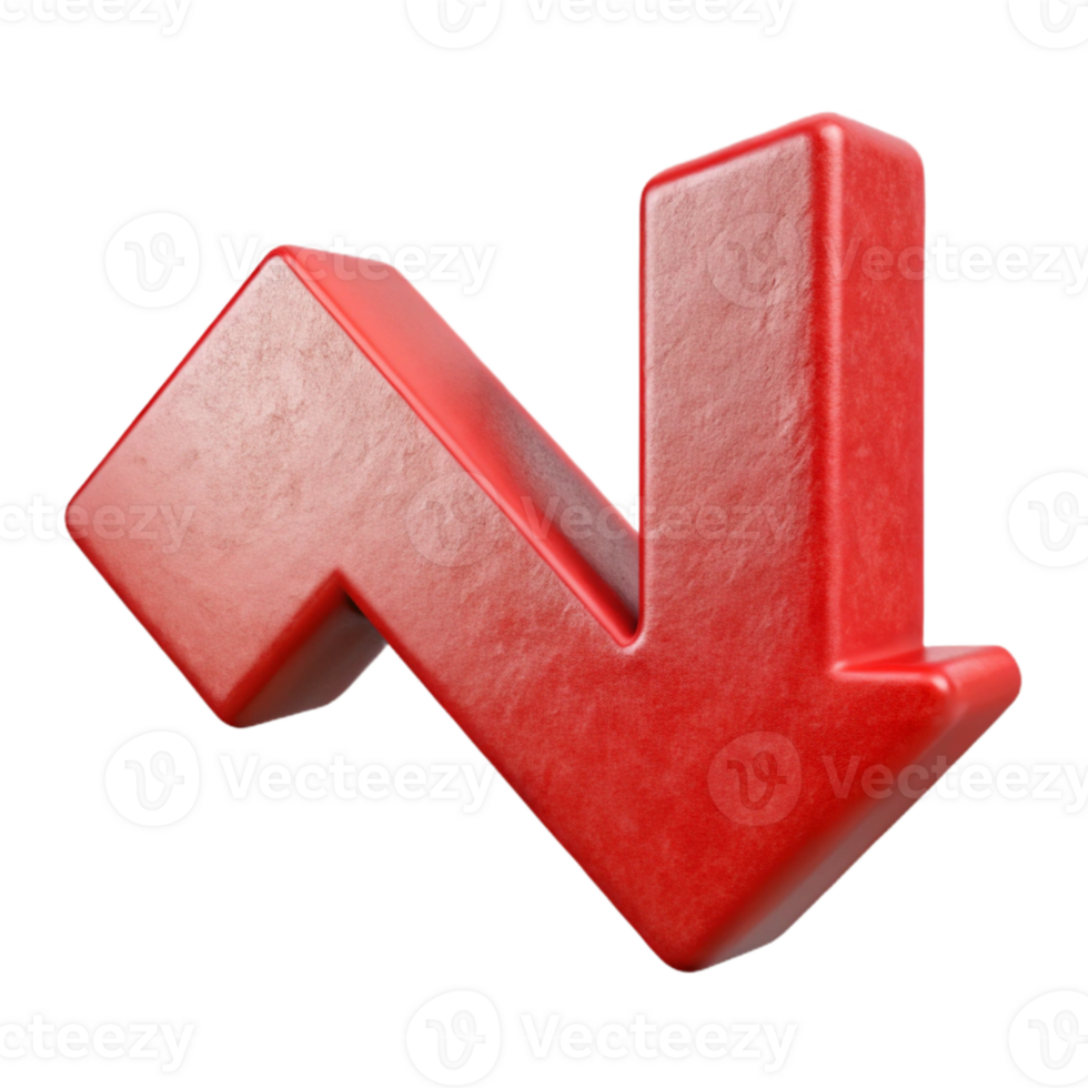 extraordinary modern Red Downward Arrow Icon with Negative Trend Transparent authentic png