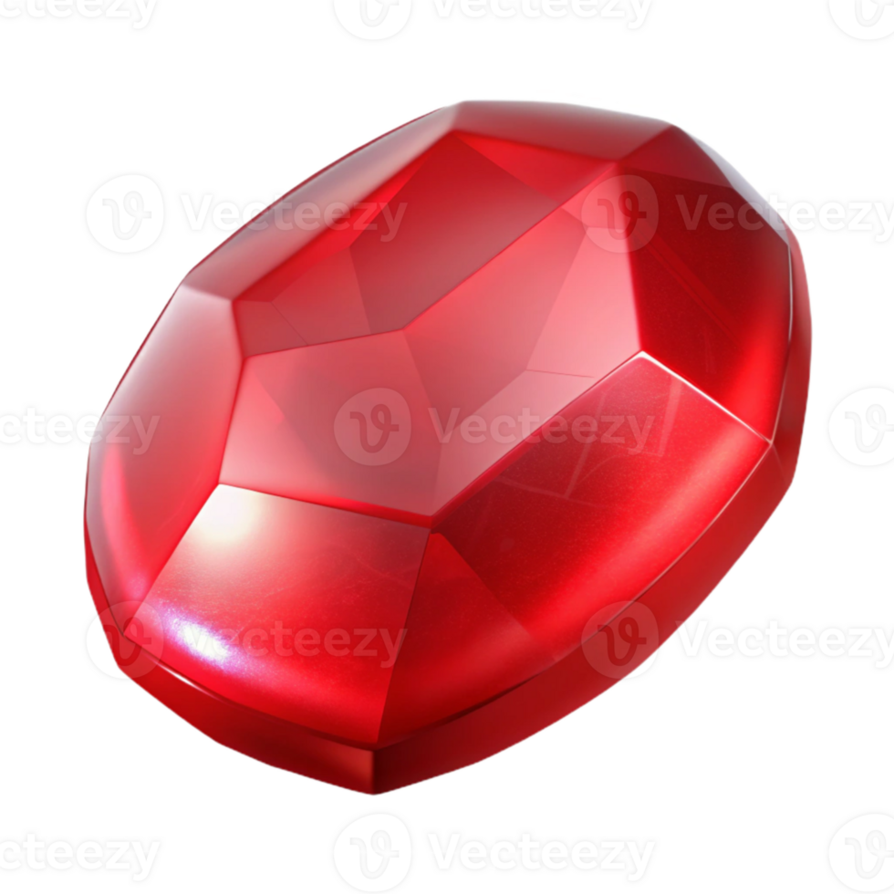 dramatic abstract Red Gemstone Top Down View Transparent Background high quality png