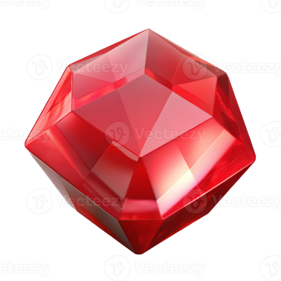 dramatic classic Red Gemstone Top Down View Transparent Background png