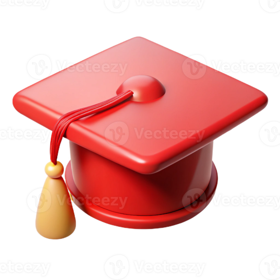 extraordinary modern Red Graduation Cap Front View Isolated Element png