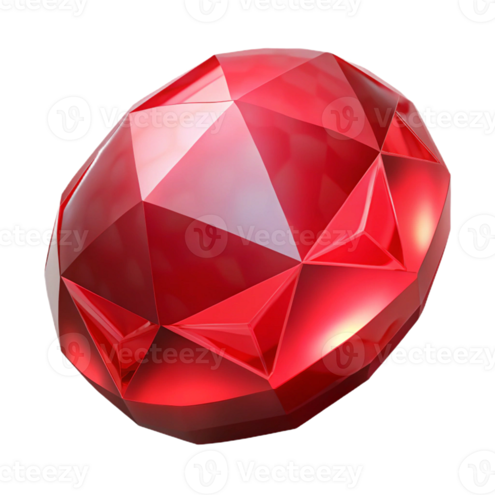 stunning traditional Red Gemstone Top Down View Transparent Background authentic png