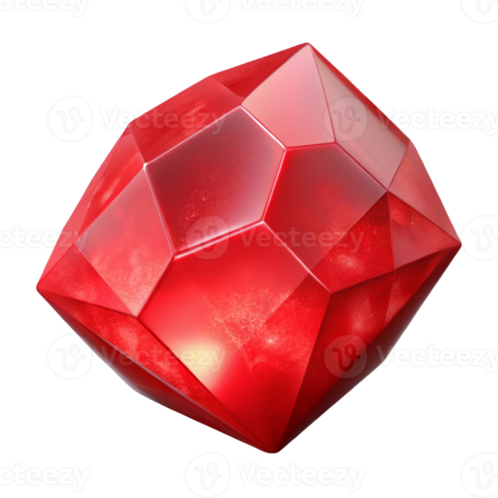 dramatic classic Red Gemstone Top Down View Transparent Background detailed png