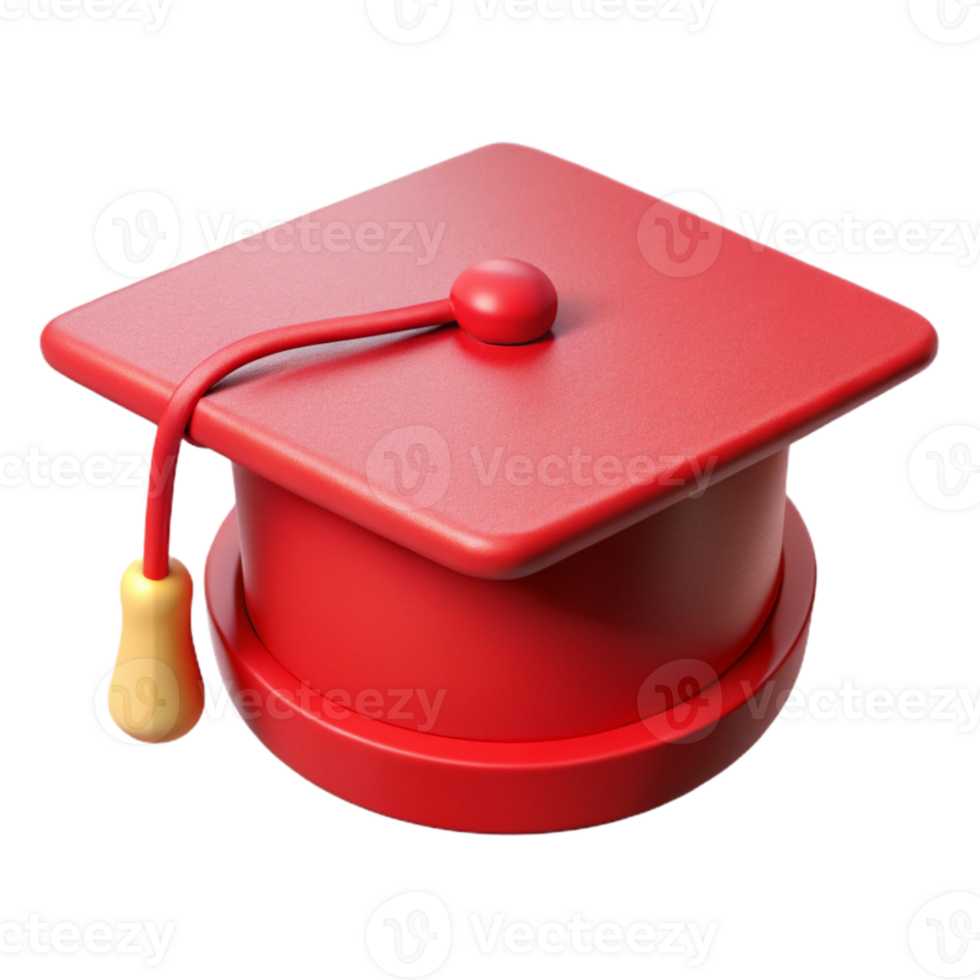 elegant minimalist Red Graduation Cap Front View Isolated Element original png