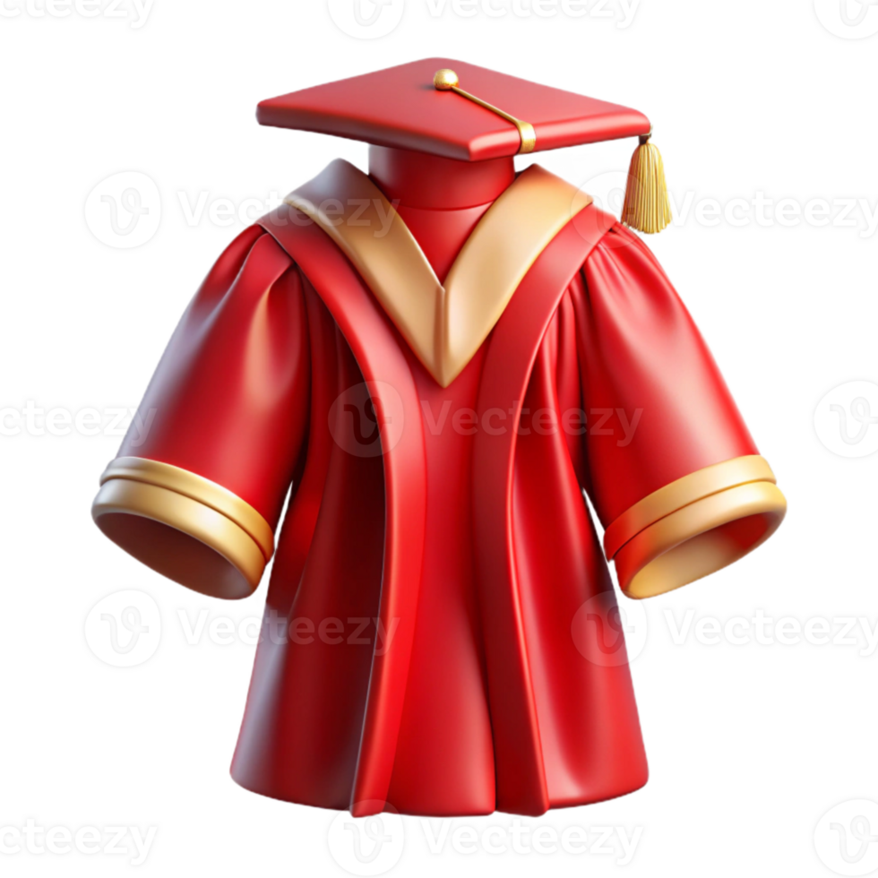 magnificent rustic Red Graduation Gown Front View Cutout Element high resolution png