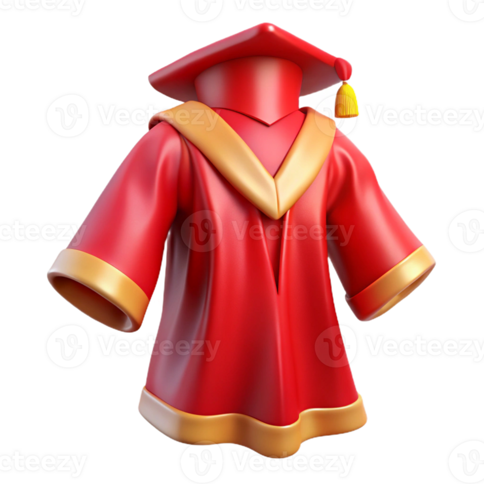 extraordinary classic Red Graduation Gown Angled View Cutout Element detailed png