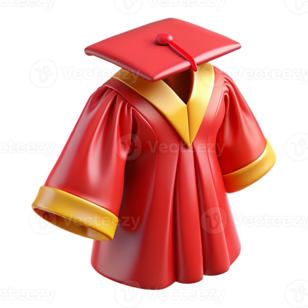 beautiful minimalist Red Graduation Gown Angled View Cutout Element original png