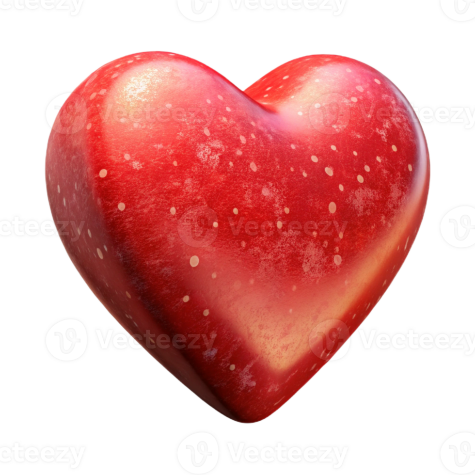 elegant traditional Red Heart Icon Angled View Transparent Background original png