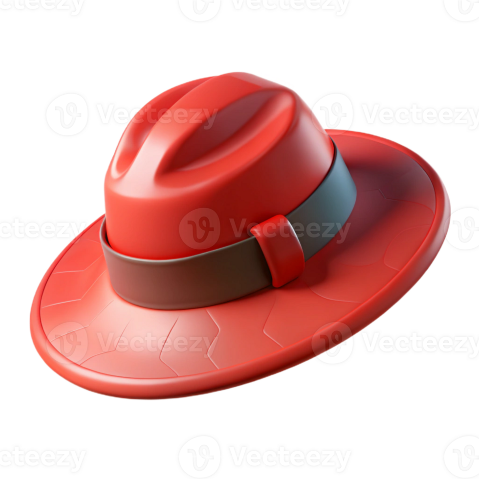 beautiful rustic Red Hiking Hat Wide Brim Isolated Element authentic png