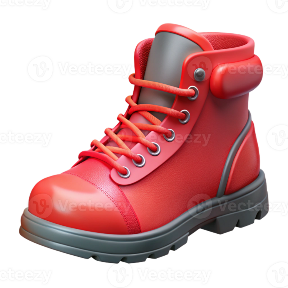 stunning rustic Red Hiking Boots Side View Isolated png