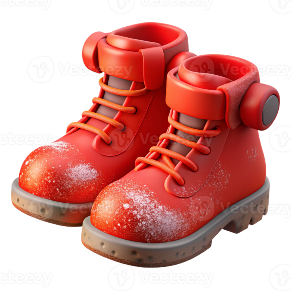 dramatic classic Red Hiking Boots Muddy Footprint Transparent Background premium png