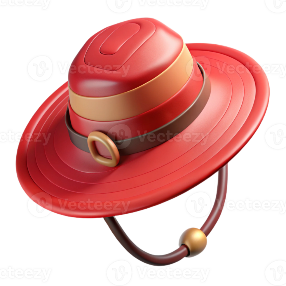 serene artistic Red Hiking Hat Wide Brim Isolated Element genuine png