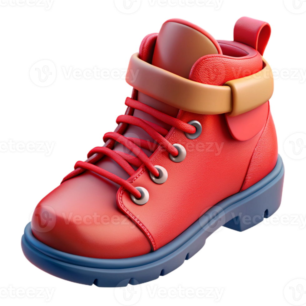 serene vintage Red Hiking Boots Side View Isolated high quality png