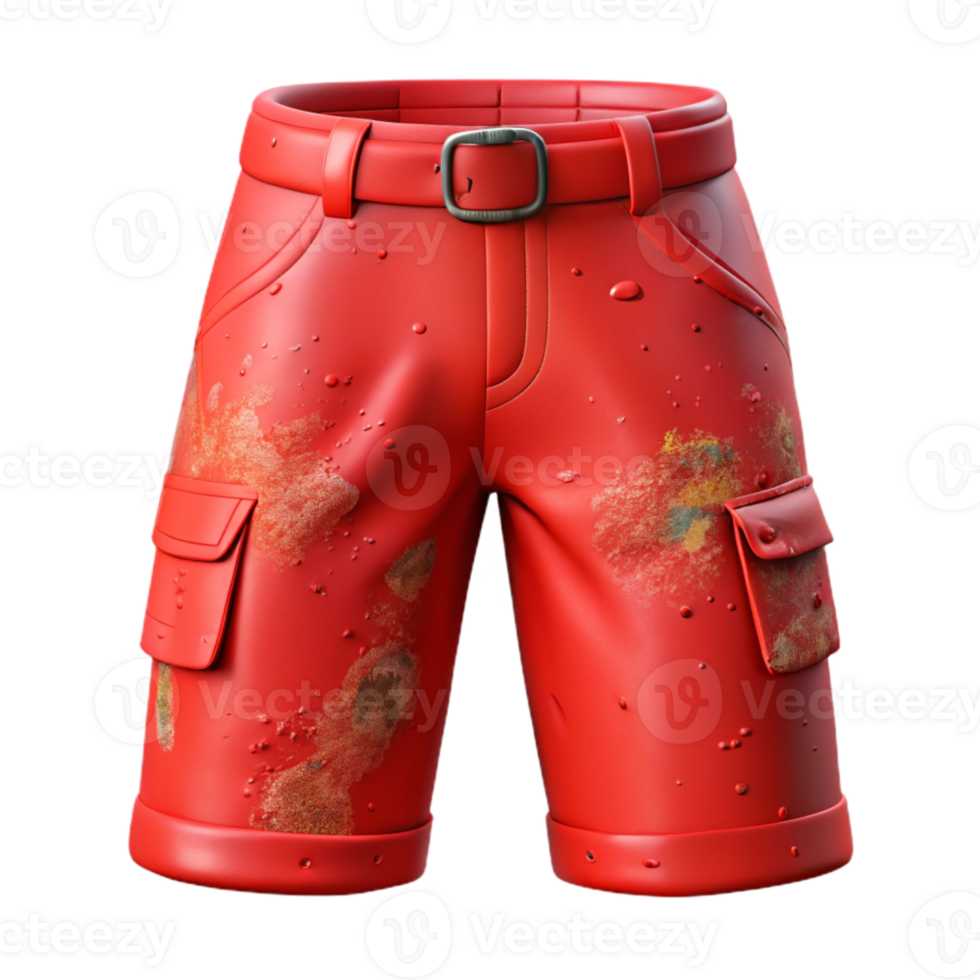 impressive minimalist Red Hiking Shorts Front View Transparent Background authentic png