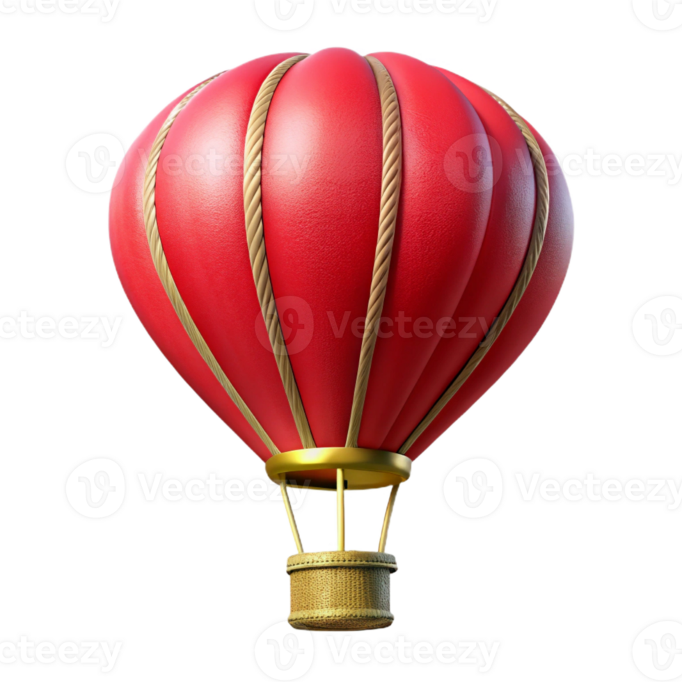 stunning minimalist Red Hot Air Balloon Floating in Sky Isolated genuine png