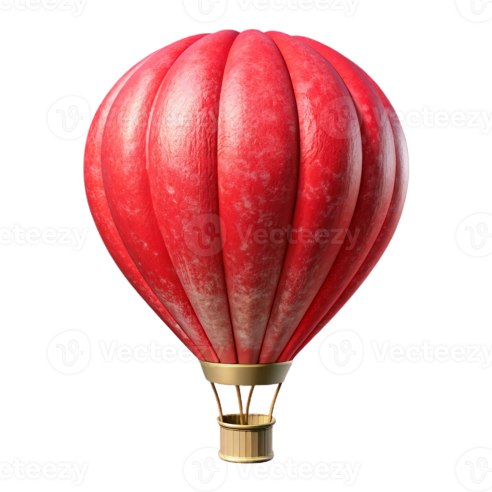 vibrant rustic Red Hot Air Balloon Floating in Sky Isolated original png