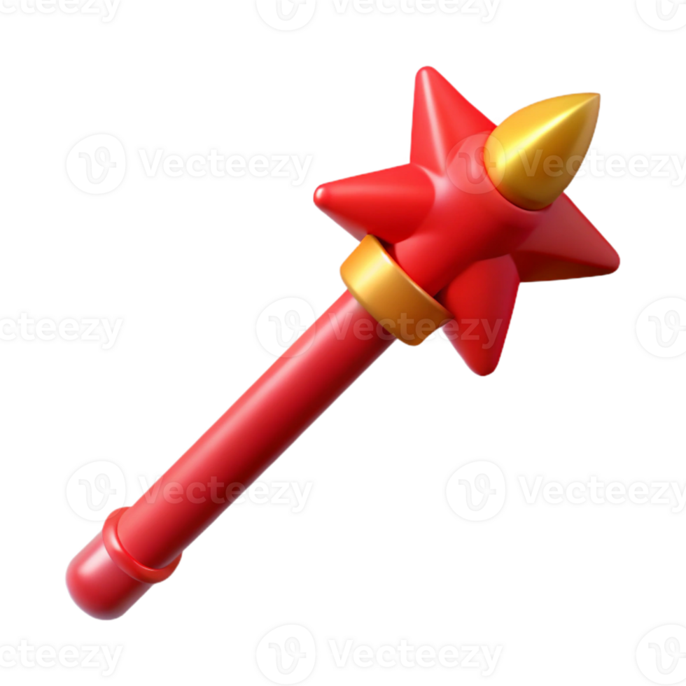 serene rustic Red Magic Wand Angled View Isolated authentic png