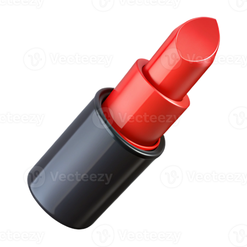 extraordinary classic Red Lipstick in Black Tube Isolated on Transparent Background authentic png