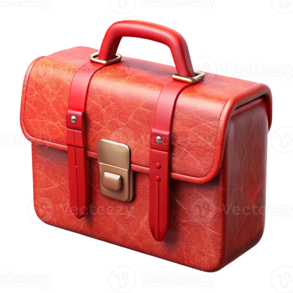 stunning rustic Red Leather Briefcase Front View Cutout original png
