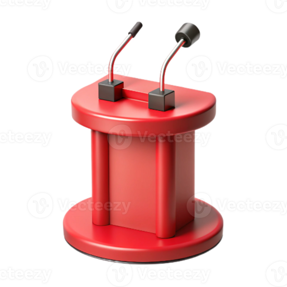 serene creative Red Podium with Microphone Isolated on Transparent Background premium png