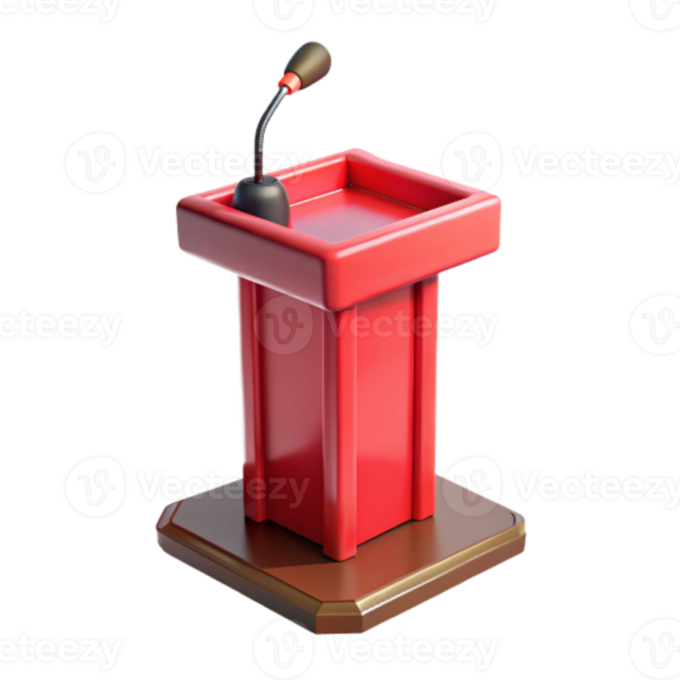 stunning artistic Red Podium with Microphone Isolated on Transparent Background high resolution png