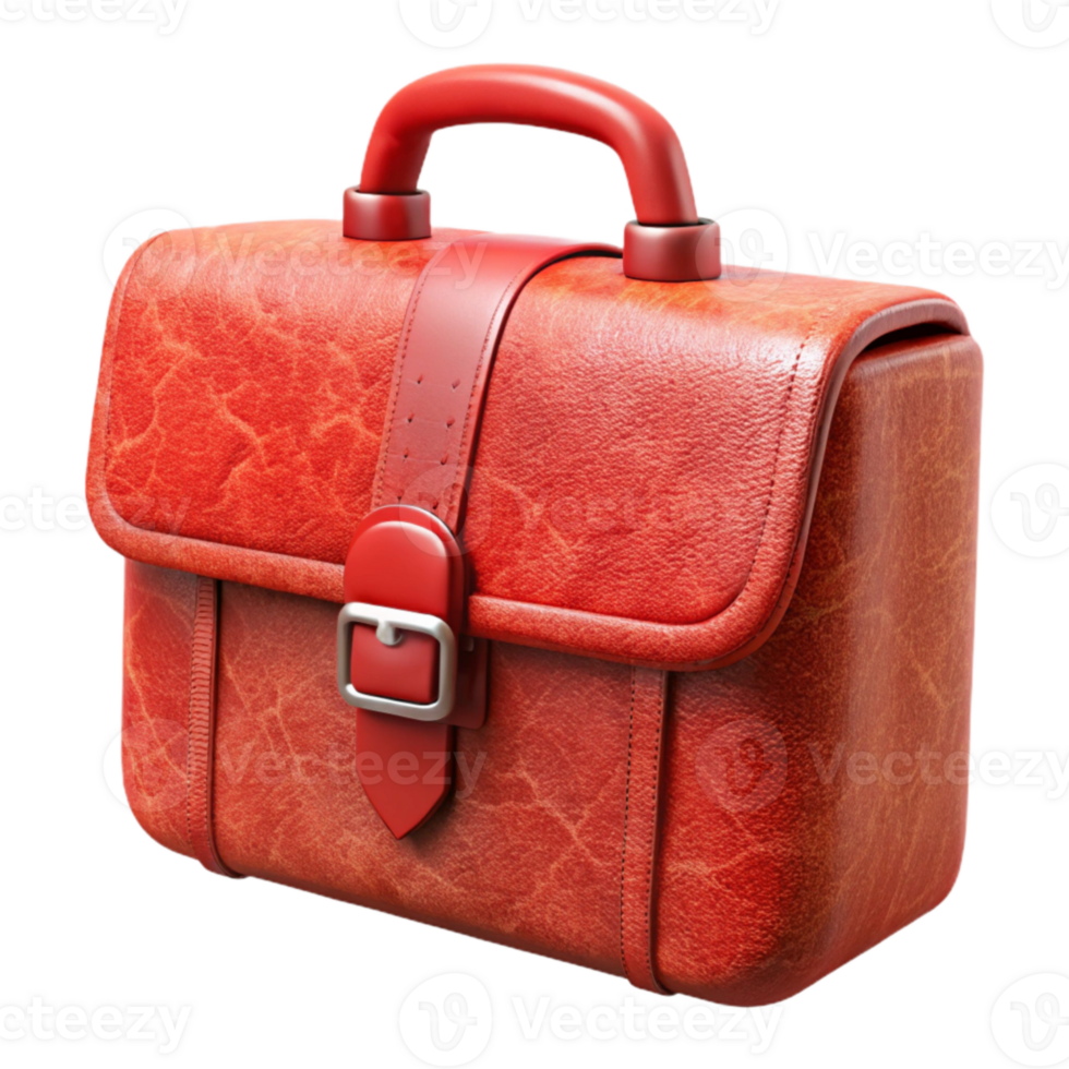 elegant traditional Red Leather Briefcase Front View Cutout high resolution png