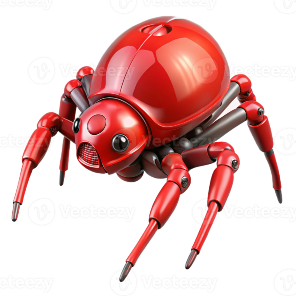 elegant modern Red Robotic Spider Side View Transparent premium png