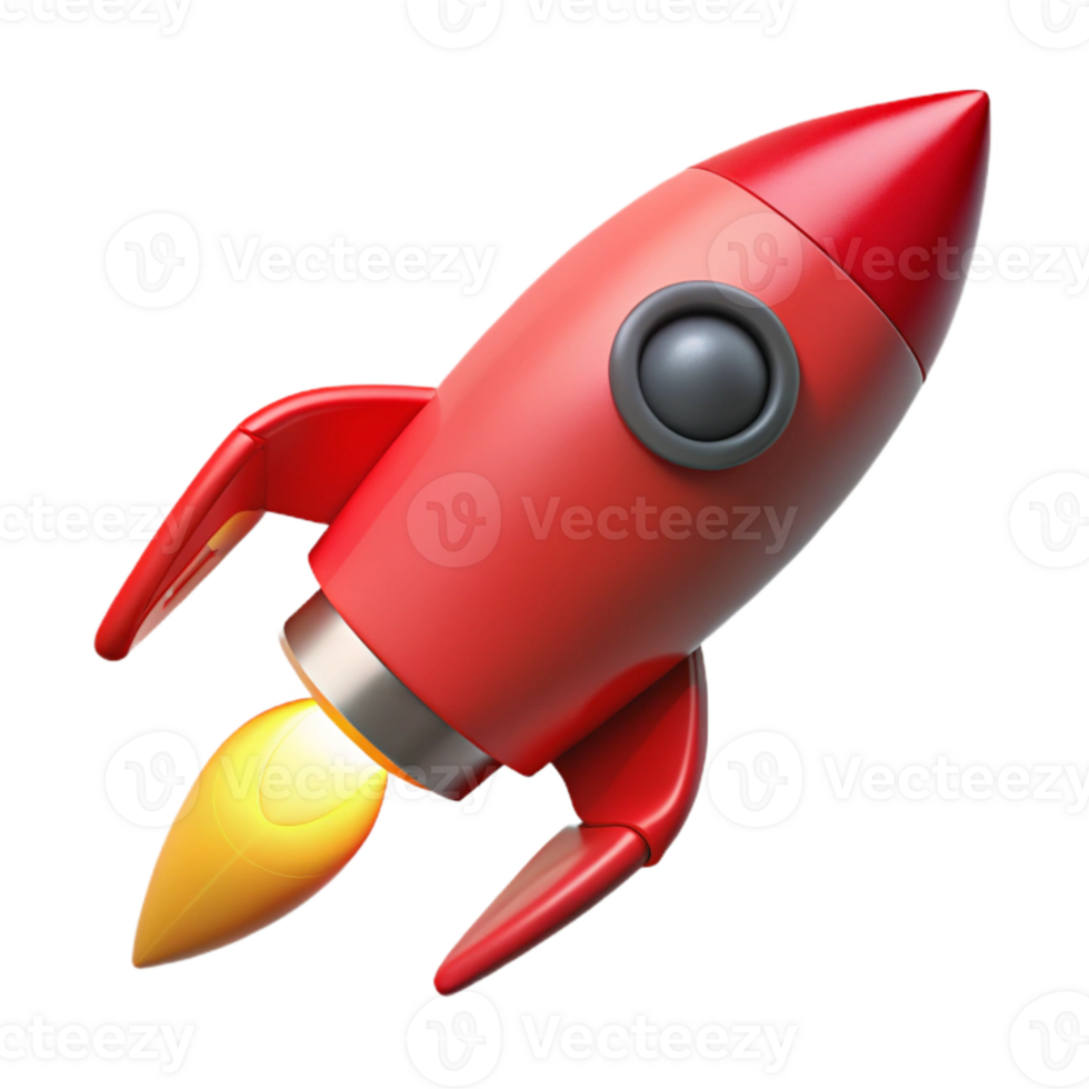 stunning classic Red Rocket Launching Upward Angle Isolated Element high resolution png